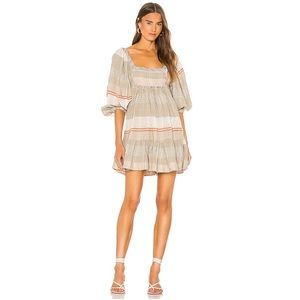 Free People Cozy Striped Mini Dress Ivory Combo